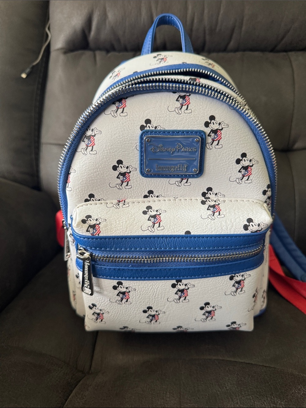 Loungefly White, Blue & Red Mickey Mouse Mini Backpack